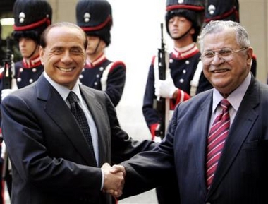 Federal Irak Cumhurbaşkanı Celal Talabani, İtalya Başbakanı Silvio Berlusconi, S