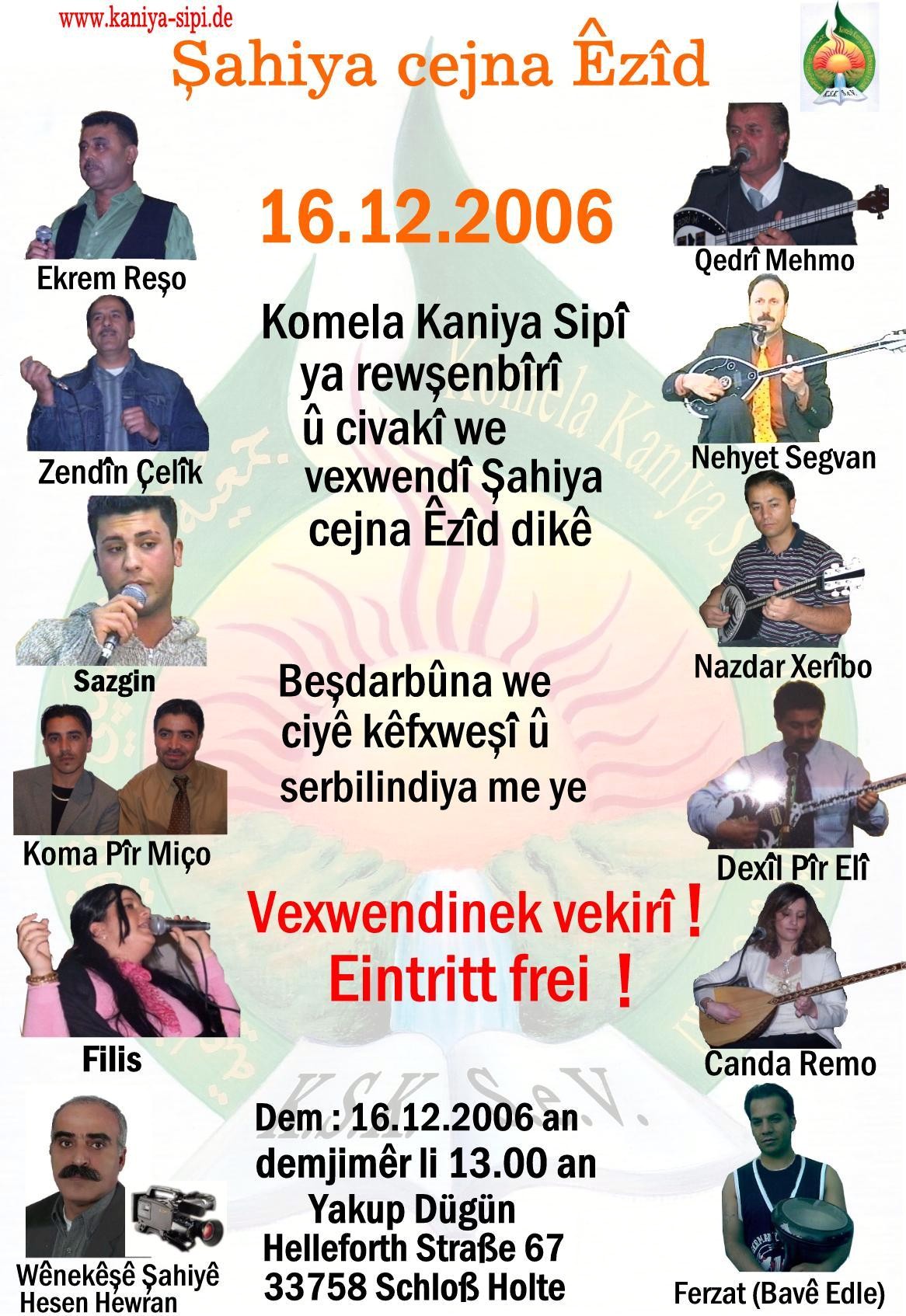 Êzîdîyê Elmanya di xwazin ew êdî cejnên xwe ser bi bixwe pîroz bikin.