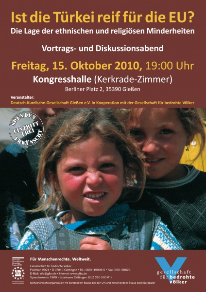 Podiumsdiskussion: Ist die Türkei reif für die EU? Unterdrückung von Kurden und Christen endlich beenden!