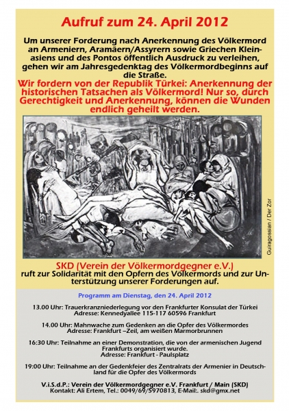 Aufruf und Mahnwache des Vereins der Völkermordgegner e.V. (SKD) | Frankfurt am Main